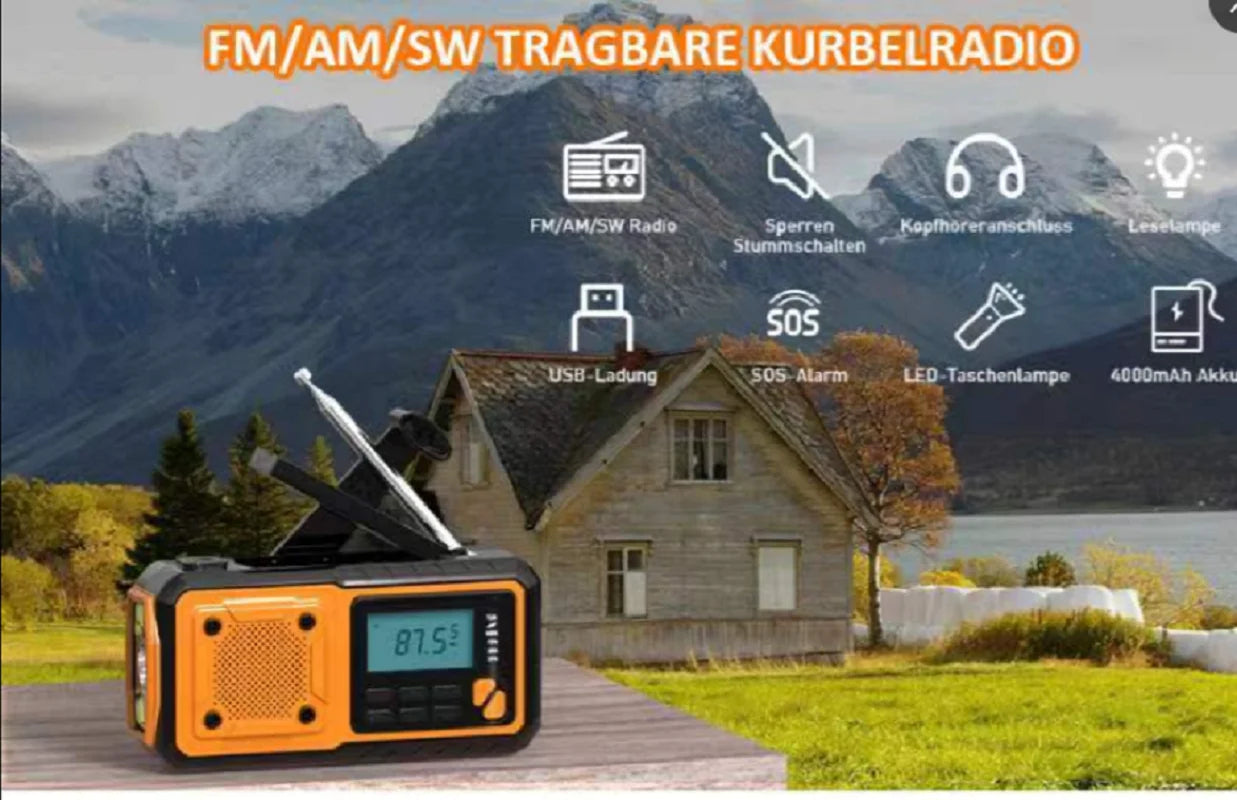 GuardianWave - 5-in-1 Solar Emergency Radio & Power Bank 4000mAh